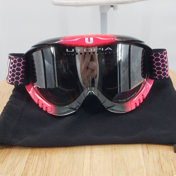 UTOPIA Slayer Ladies Black & Pink Ski Snowboard Goggles - Picture 2 of 8